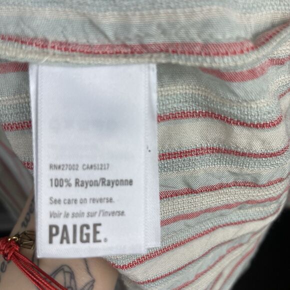 Paige Mini Dress Medium Kylenn Tiered Stripe Cream Boho Flowy Party Casual - Picture 8 of 11